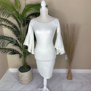 Gianni Bini Off The Shoulder White Midi Dress XS